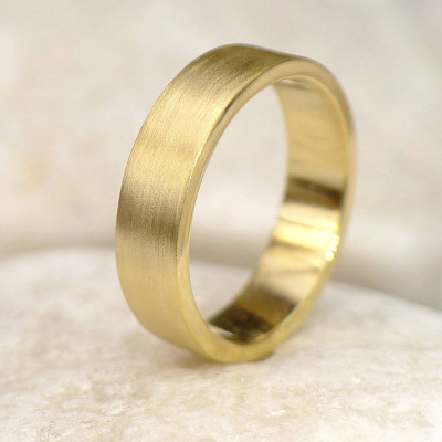Mens 18ct Gold Wedding Ring, Spun Silk Finish - All Birthstone™