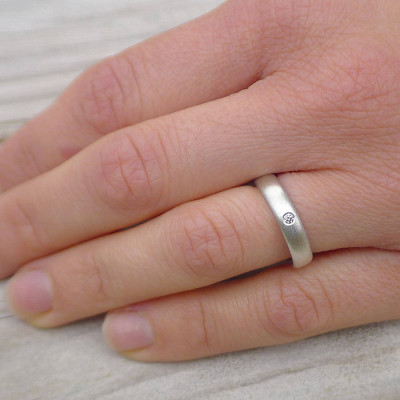 Handmade Frosted Silver Diamond Wedding Rings - All Birthstone™