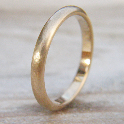3mm Hammered Wedding Ring In 18ct Gold - All Birthstone™