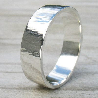 Hammered Silver Ring With Tree Bark Finish - All Birthstone™