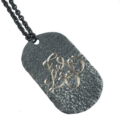 Personalised Oxydised Military Tag Necklace - All Birthstone™