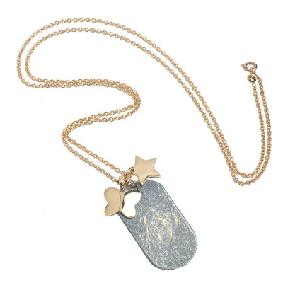 Personalised Oxydised Military Tag Necklace - All Birthstone™