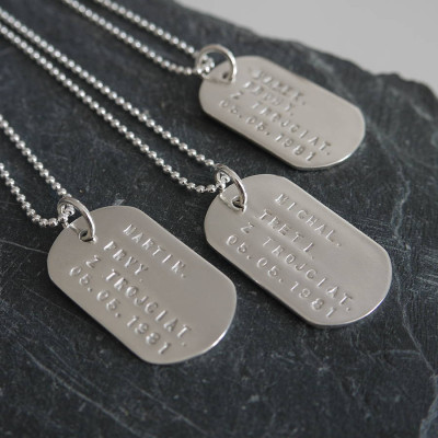 Personalised Solid Silver Identity Dog Tags - All Birthstone™