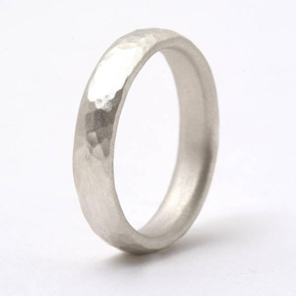 Thin Sterling Silver Hammered Ring - All Birthstone™