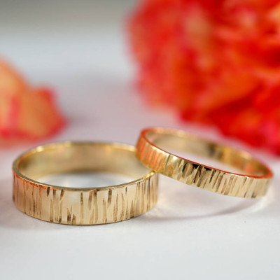 Bark Effect Rings In 18ct Yellow Gold - All Birthstone™