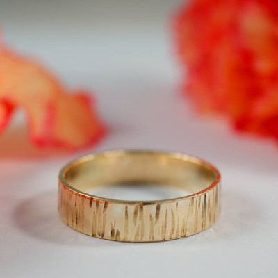 Bark Effect Rings In 18ct Yellow Gold - All Birthstone™