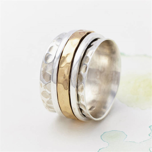 Karma Bronze And Silver Spinning Ring - All Birthstone™