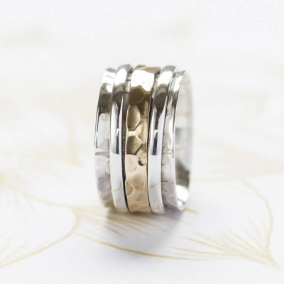 Karma Bronze And Silver Spinning Ring - All Birthstone™