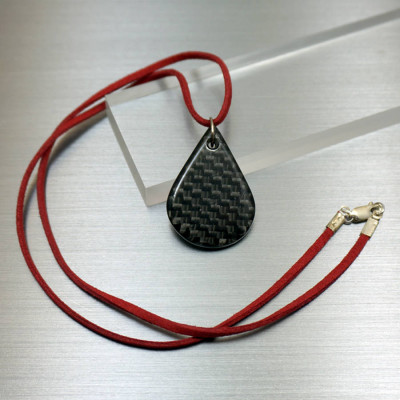 Carbon Fibre Tear Drop Pendant Necklace - All Birthstone™