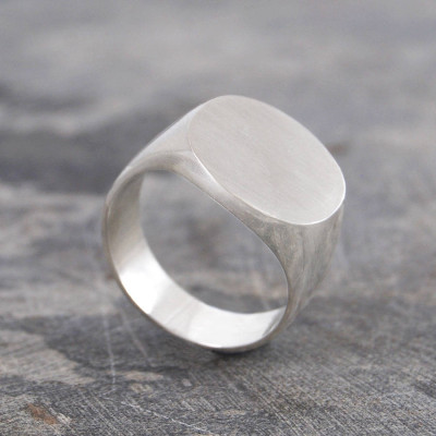Mens Solid Silver/Gold Circular Signet Ring - All Birthstone™