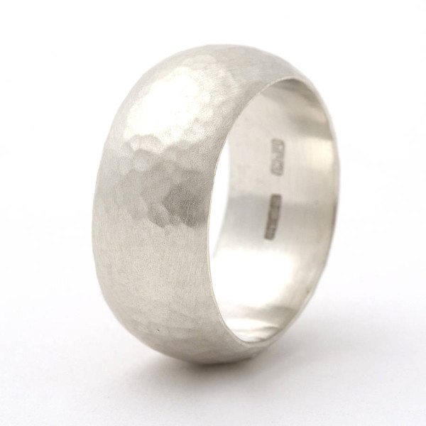 Chunky Sterling Silver Rounded Hammered Ring - All Birthstone™