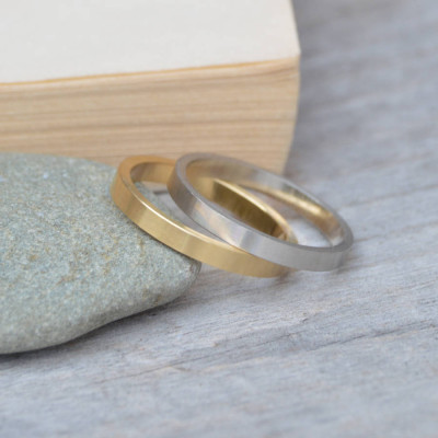 2mm Flat Wedding Band Wedding Ring Stackable - All Birthstone™
