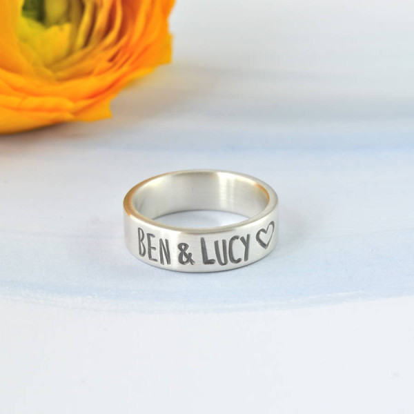 Couples Personalised Silver Band - All Birthstone™