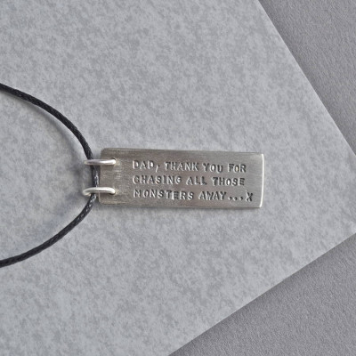Dads Silver Hidden Message Necklace - All Birthstone™