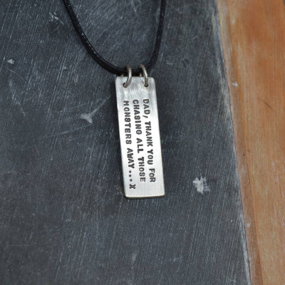 Dads Silver Hidden Message Necklace - All Birthstone™