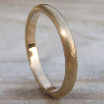 3mm Hammered Wedding Ring In 18ct Gold - All Birthstone™