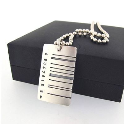 Wide Barcode Tag Pendant - All Birthstone™