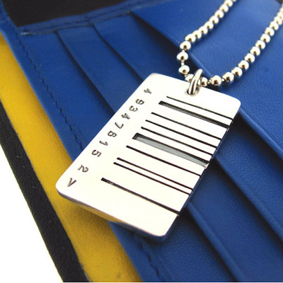 Wide Barcode Tag Pendant - All Birthstone™