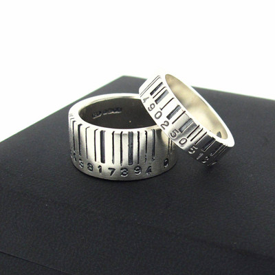 Extra Wide Silver Barcode Ring - All Birthstone™