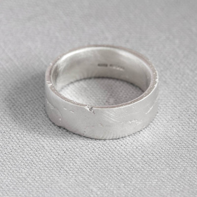 Sterling Silver Flat Sand Cast Wedding Ring - All Birthstone™