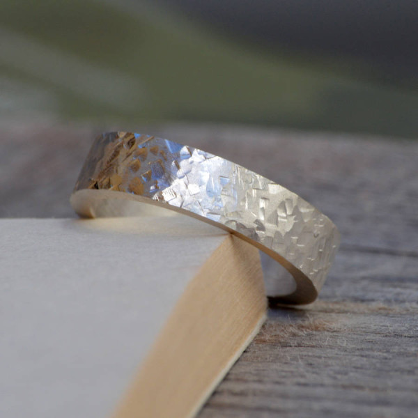 Personalised Textured Wedding Band In Sterling Silver - All Birthstone™
