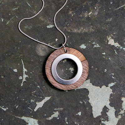 Frank Circle Stainless Steel And Wood Pendant - All Birthstone™