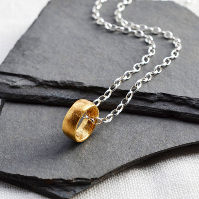 Gold Plated Meteorite Ring Necklace - All Birthstone™