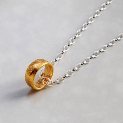Gold Plated Meteorite Ring Necklace - All Birthstone™