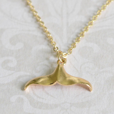 Gold Whale Tail Pendant Necklace - All Birthstone™