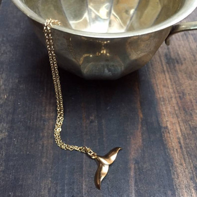 Gold Whale Tail Pendant Necklace - All Birthstone™