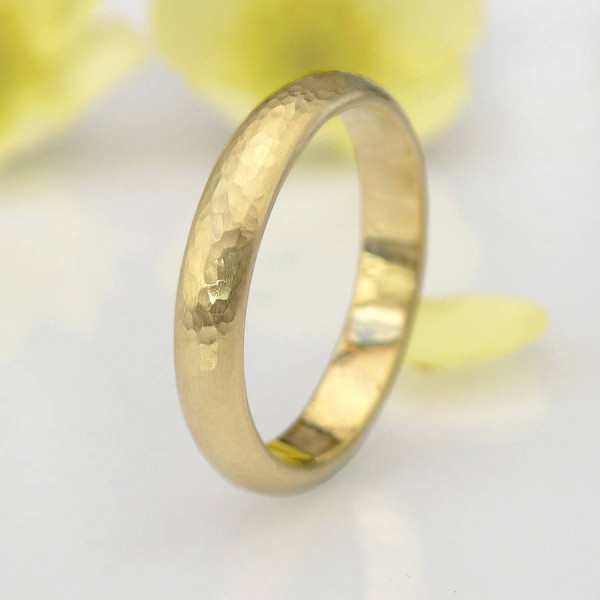 Hammered Ring In 18ct Yellow Or Rose Gold - All Birthstone™