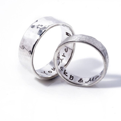 Hammered Personalised Silver Ring - All Birthstone™