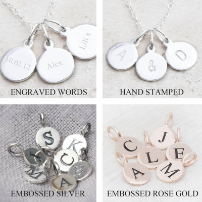Hand Stamped Silver Personalised Charm Necklace - All Birthstone™