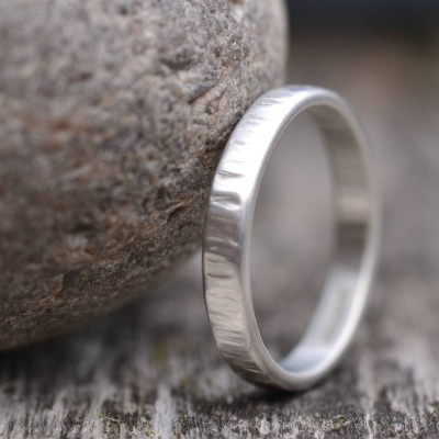 Handmade Silver Rippled Wedding Ring - All Birthstone™
