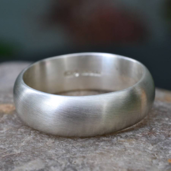 Handmade Silver Satin Finish Wedding Ring - All Birthstone™