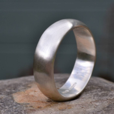 Handmade Silver Satin Finish Wedding Ring - All Birthstone™