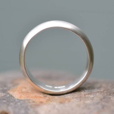 Handmade Silver Satin Finish Wedding Ring - All Birthstone™