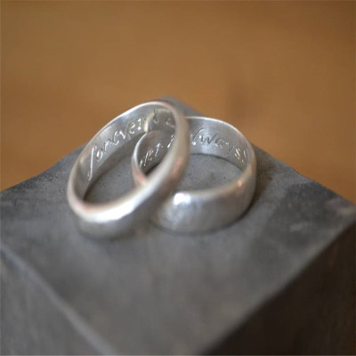 Handmade Silver Wedding Ring With Hammered Finish - All Birthstone™