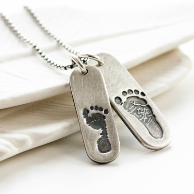 Mens Double Footprint Tag Necklace - All Birthstone™