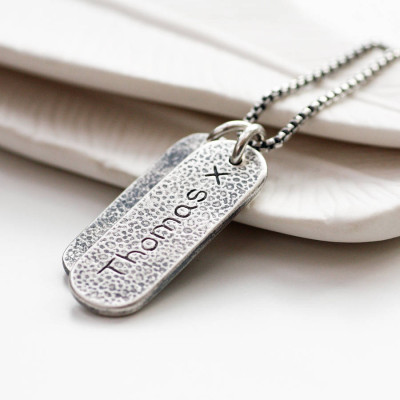Mens Double Footprint Tag Necklace - All Birthstone™