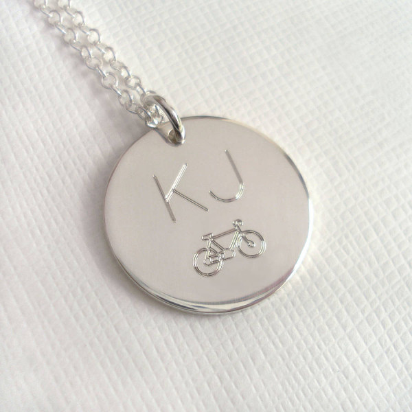 Mens Engraved Monogram Bike Necklace - All Birthstone™