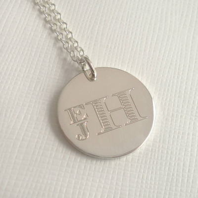 Mens Engraved Monogram Stacked Necklace - All Birthstone™