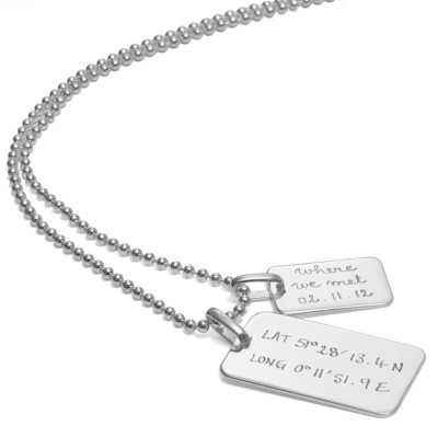 Mens Personalised Dog Tag Chain Necklace - All Birthstone™
