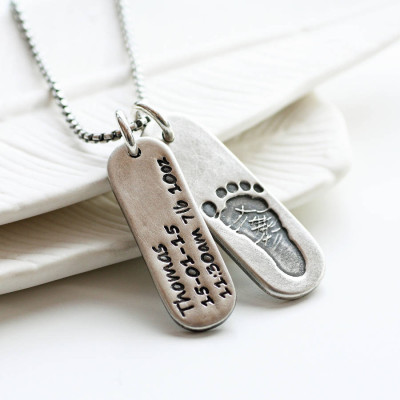 Mens Personalised Footprint Tag Necklace - All Birthstone™