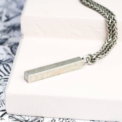 Mens Personalised Metal Bar Necklace - All Birthstone™