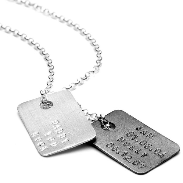 Mens Personalised Silver Tag Necklace - All Birthstone™
