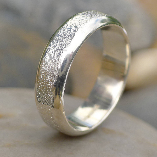 Mens Silver Ring With Concrete Texture - All Birthstone™