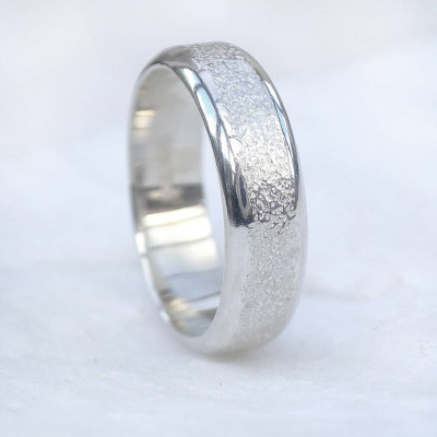 Mens Silver Ring With Concrete Texture - All Birthstone™