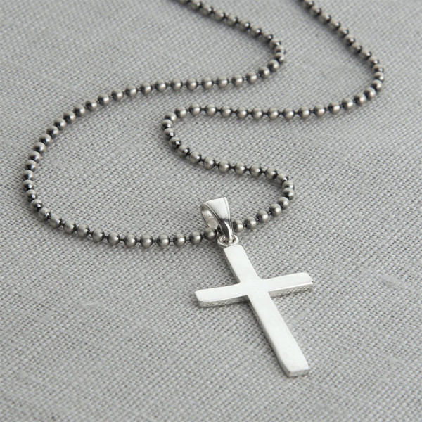 Mens Sterling Silver Cross And Chain - All Birthstone™