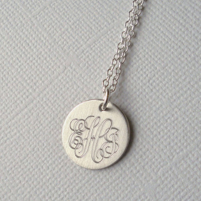Mens Classic Sterling Silver Monogram Necklace - All Birthstone™